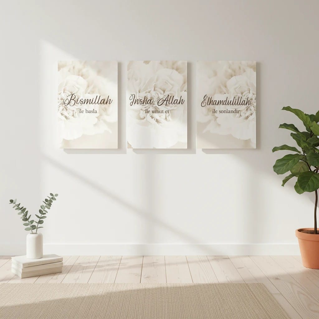 Tableau Islamique Calligraphie Allah Coffret 3 Pièces | SalatNoor