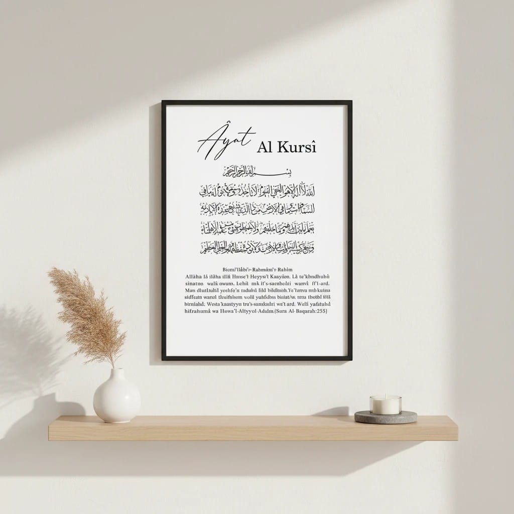 Calligraphie Islamique Pinceau Noir -  Ayatul Kursi | SalatNoor