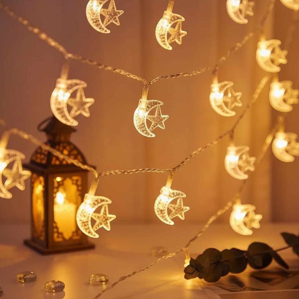 Guirlande Ramadan LED Étoile Lune 3M | SalatNoor