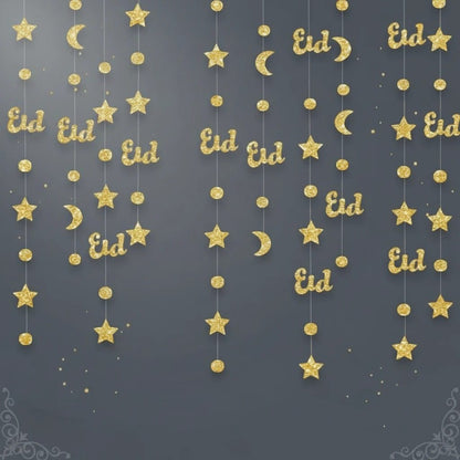 Guirlande Ramadan Papier Doré Pailleté | SalatNoor