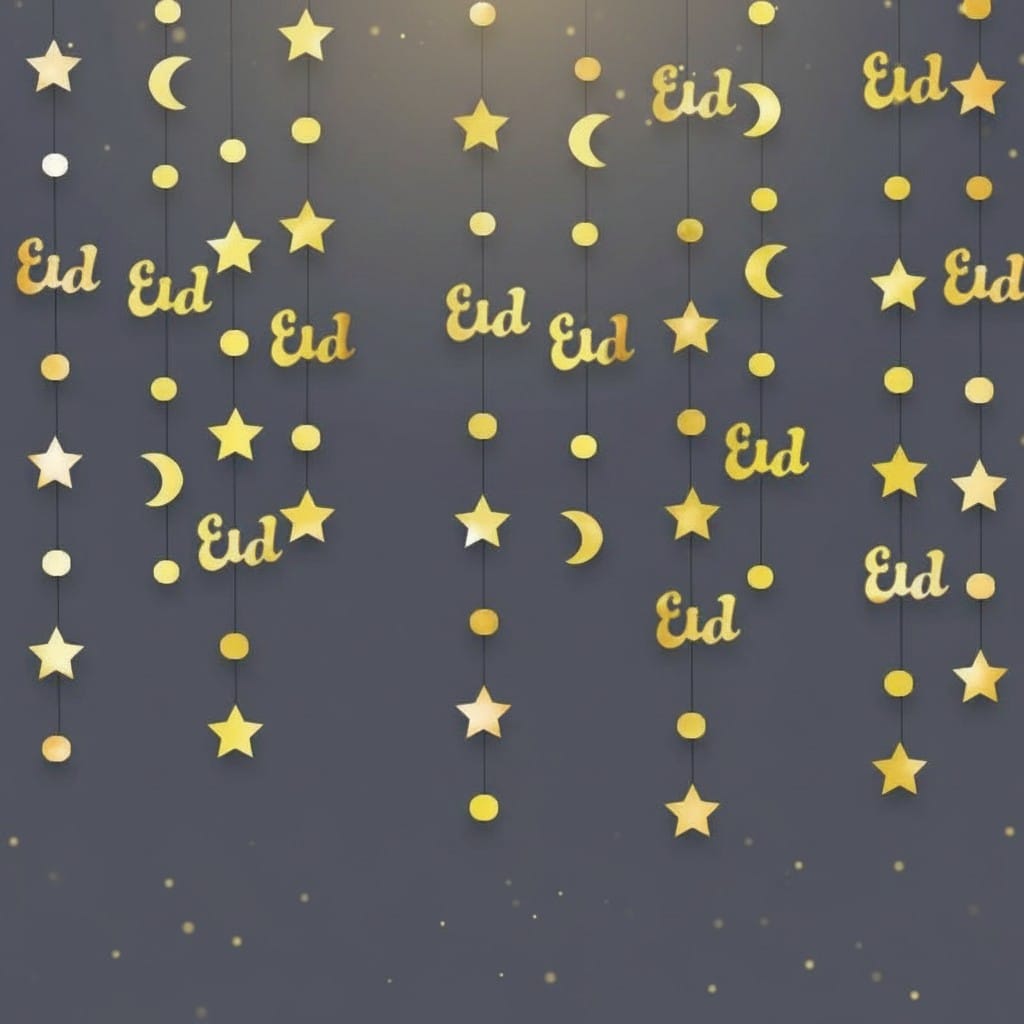 Guirlande Ramadan Papier Doré Pailleté | SalatNoor