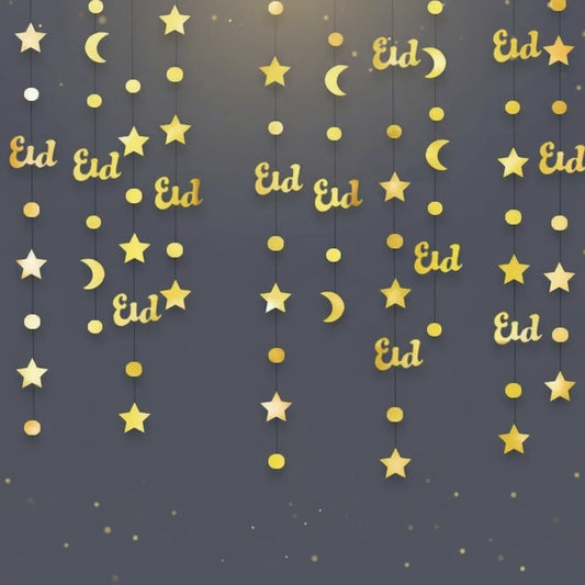 Guirlande Ramadan Papier Doré Pailleté | SalatNoor