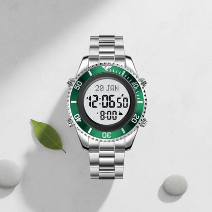 Montre Prière Islamique - Acier et Boussole | SalatNoor