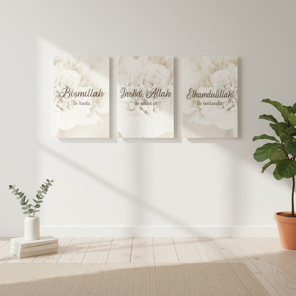 Tableau Islamique Calligraphie Allah Coffret 3 Pièces | SalatNoor