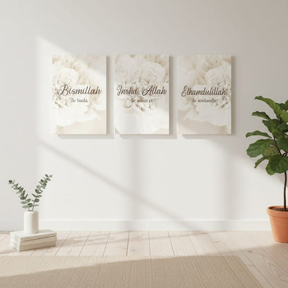 Tableau Islamique Calligraphie Allah Coffret 3 Pièces | SalatNoor