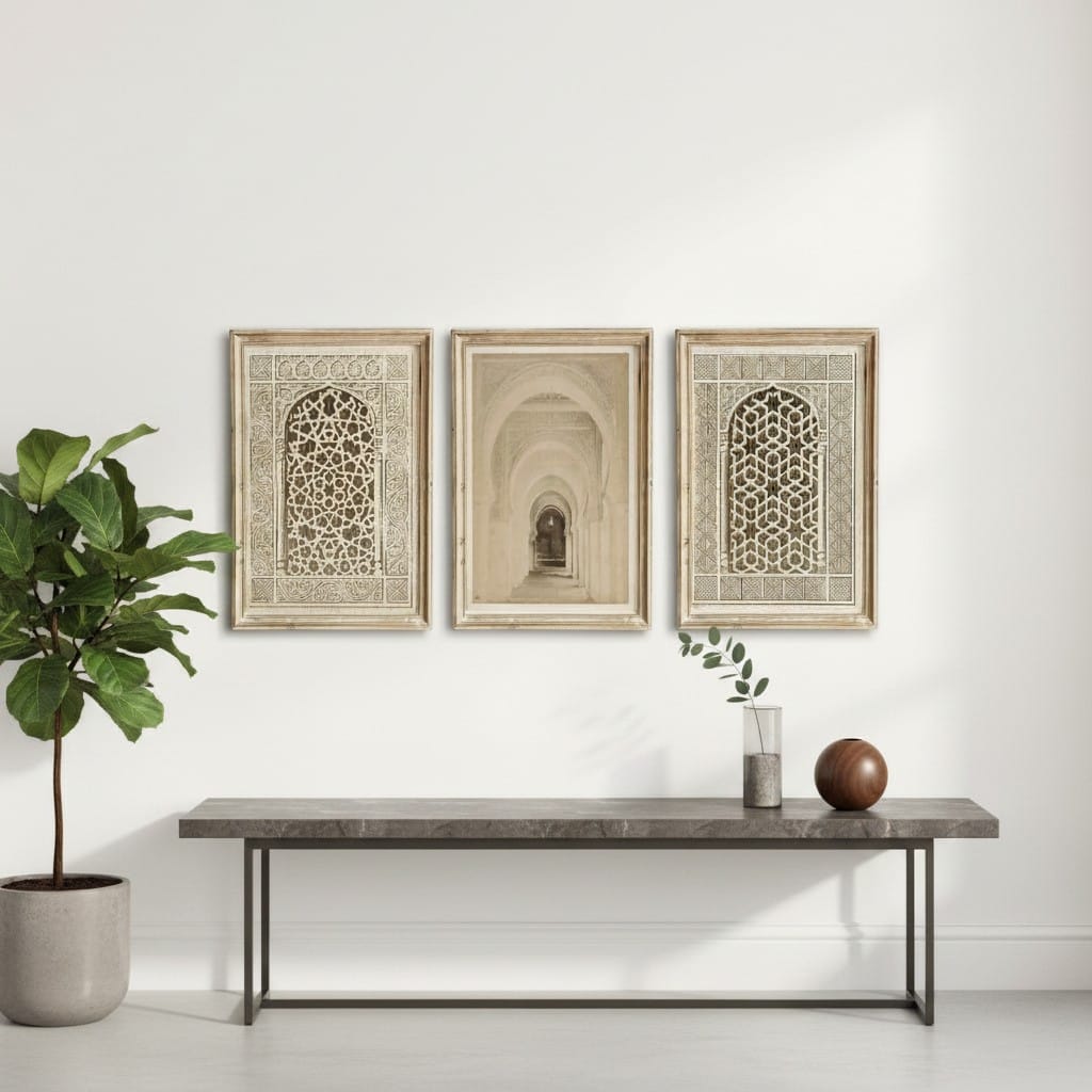Tableau Islamique Fenêtre Coffret 3 Pièces | SalatNoor