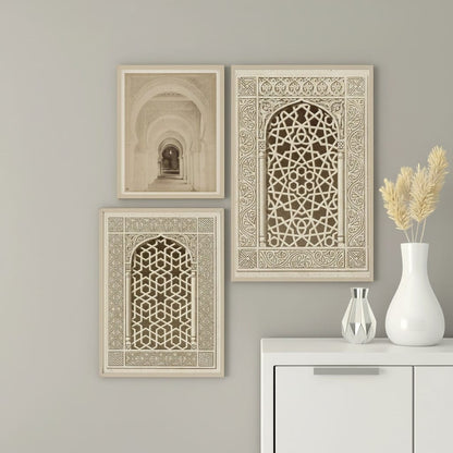 Tableau Islamique Fenêtre Coffret 3 Pièces | SalatNoor