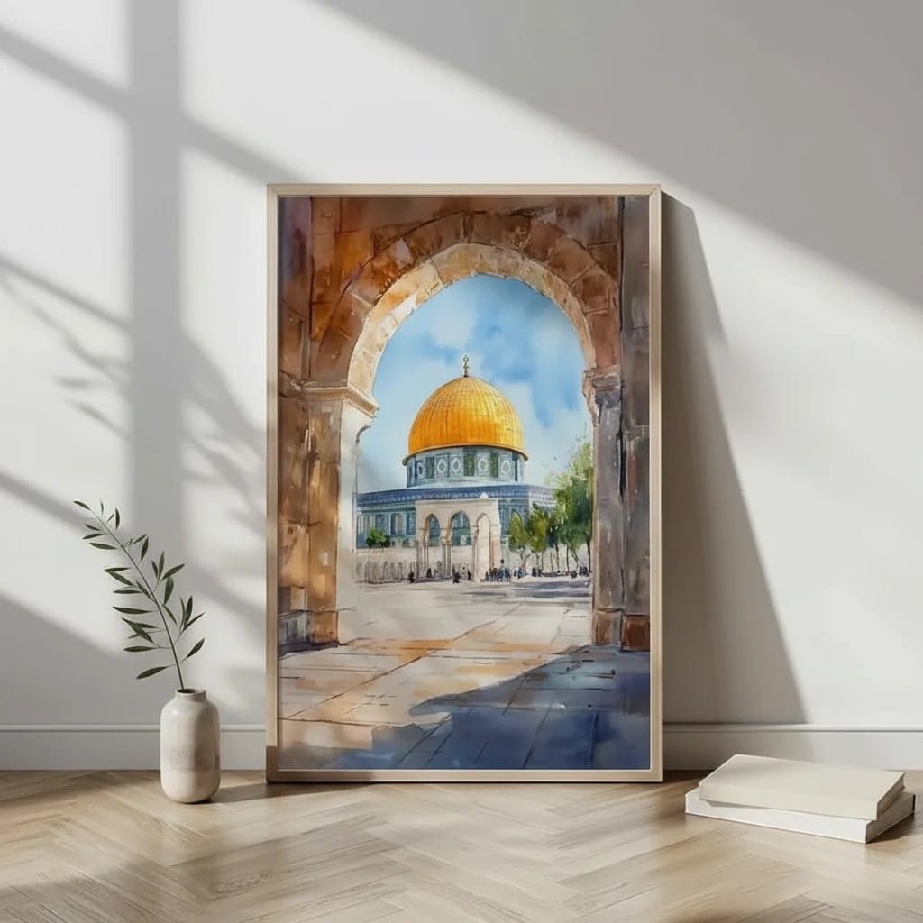 Tableau Islamique Mosquée Aquarelle | SalatNoor