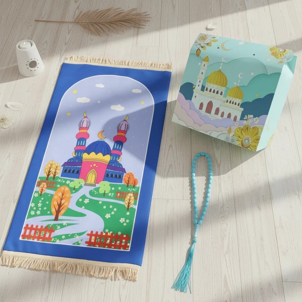 Tapis de Prière Enfant Coffret avec Chapelet | SalatNoor