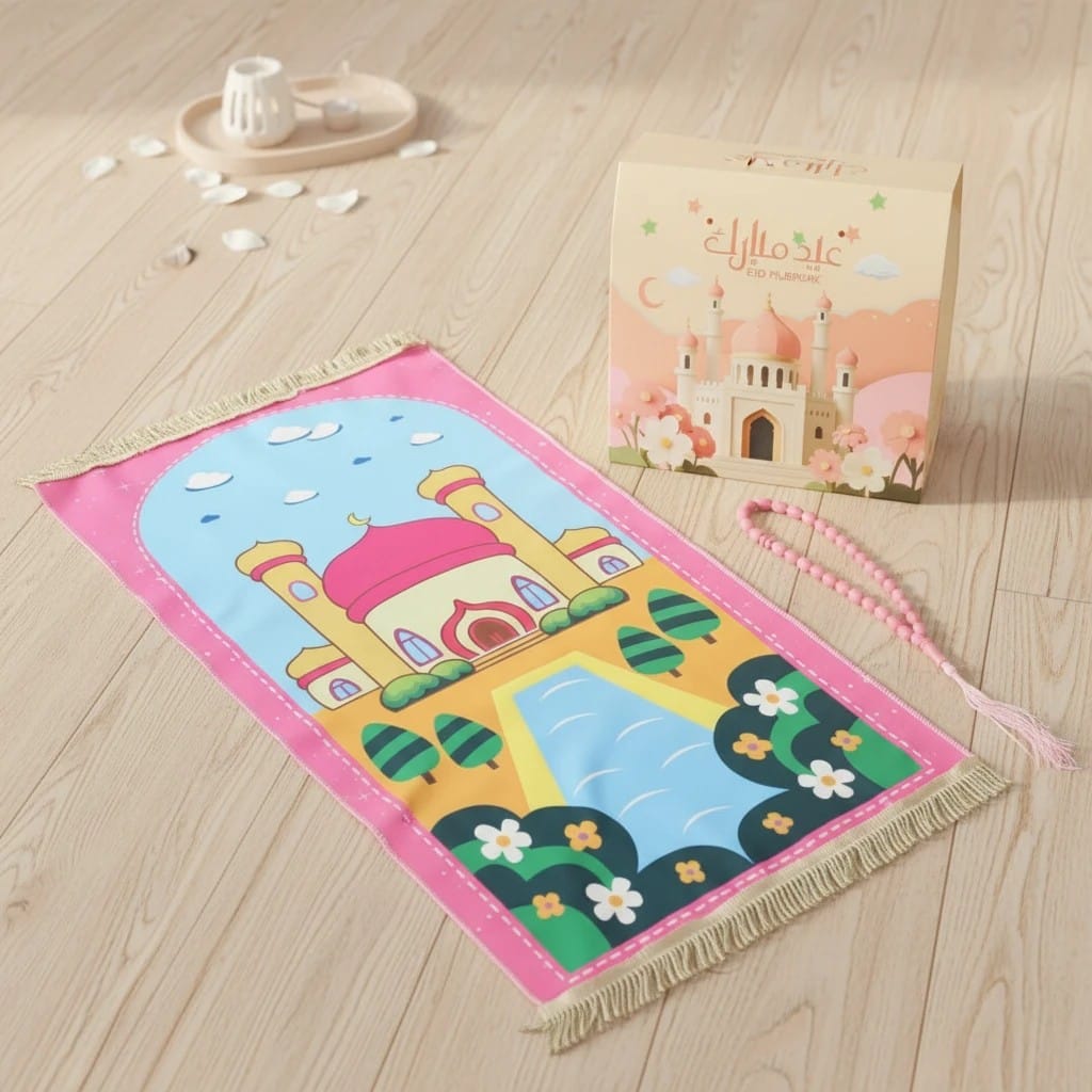 Tapis de Prière Enfant Coffret avec Chapelet | SalatNoor