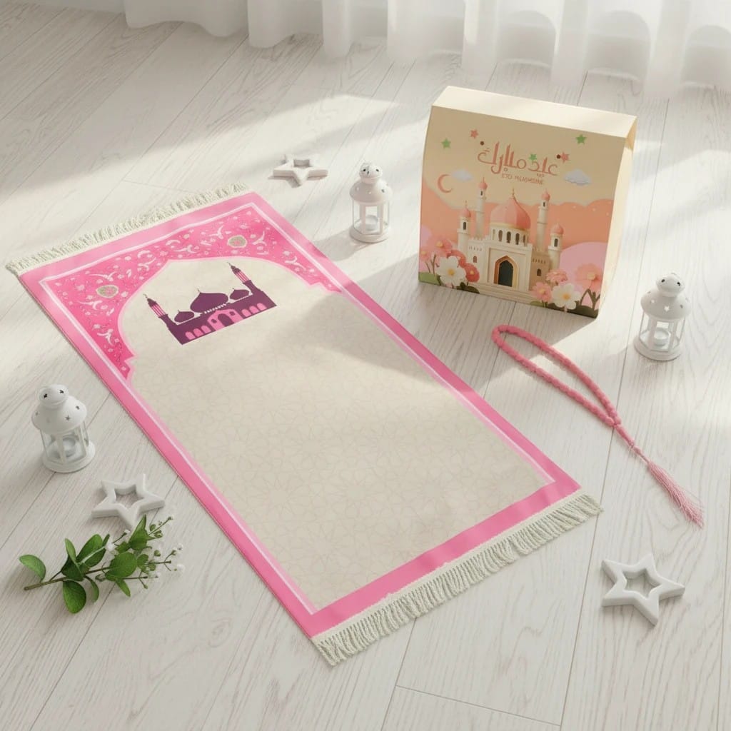 Tapis de Prière Enfant Coffret avec Chapelet | SalatNoor