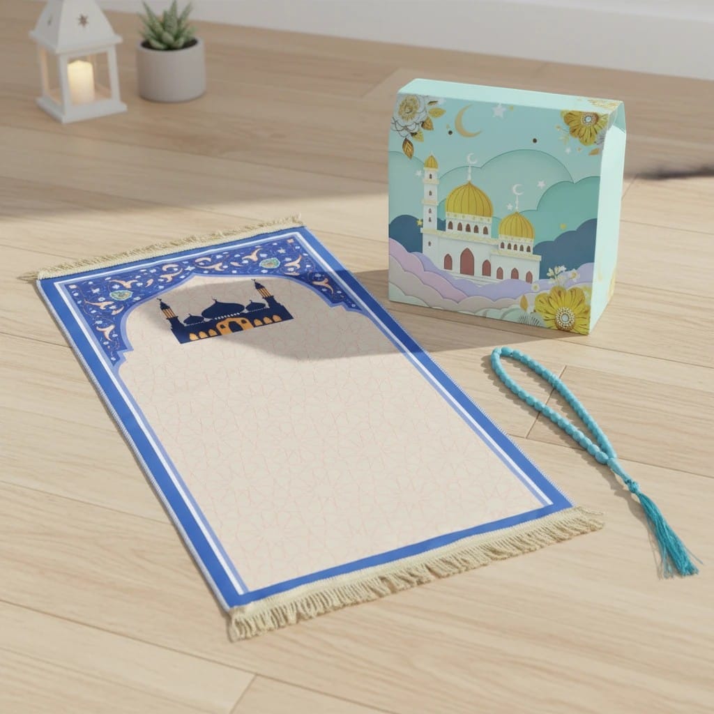 Tapis de Prière Enfant Coffret avec Chapelet | SalatNoor