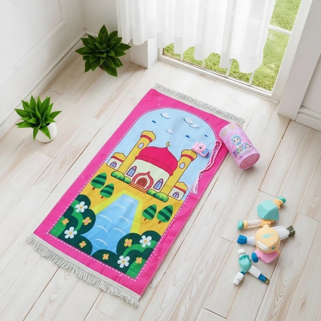 Tapis de Prière Enfant Coffret Cadeau Antidérapant | SalatNoor