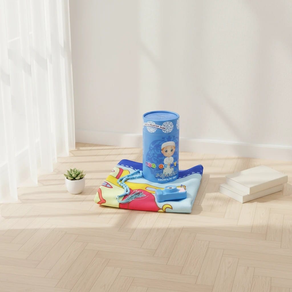 Tapis de Prière Enfant Coffret Cadeau Antidérapant | SalatNoor