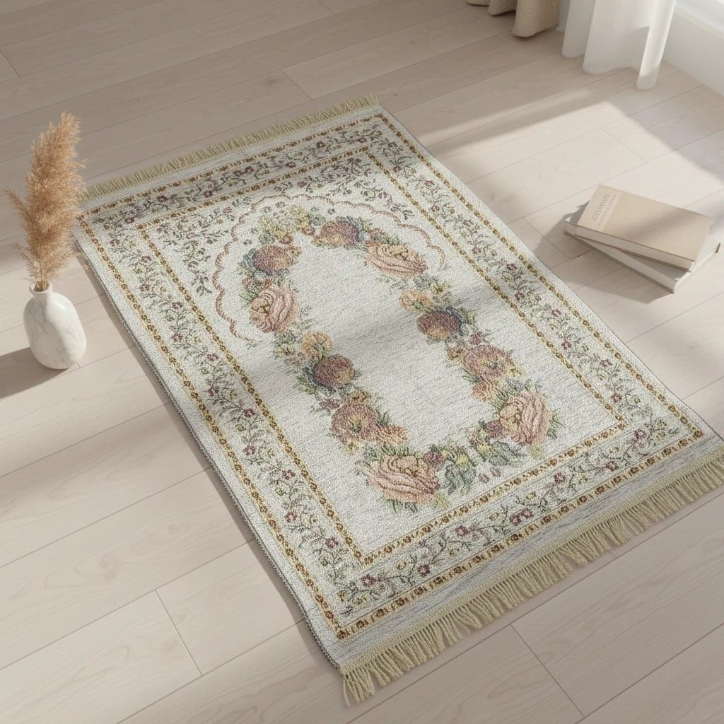 Tapis de Prière Pliable Floral Antidérapant | SalatNoor