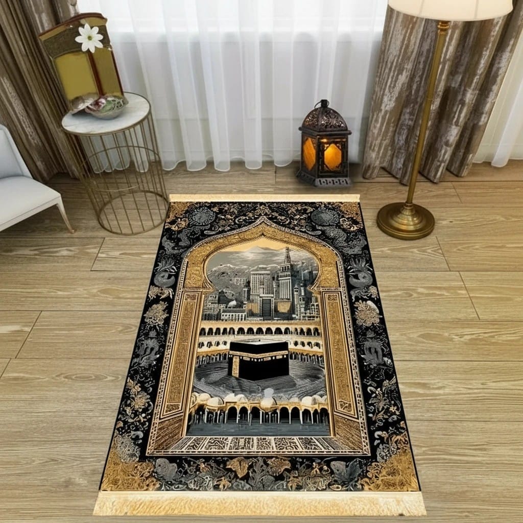 Tapis de Prière Pliable Rétro Mecque | SalatNoor