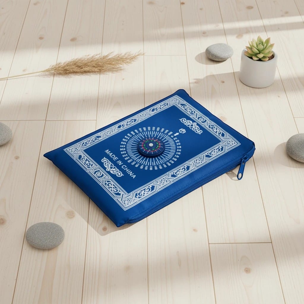 Tapis de Prière Voyage avec Boussole et Pochette | SalatNoor