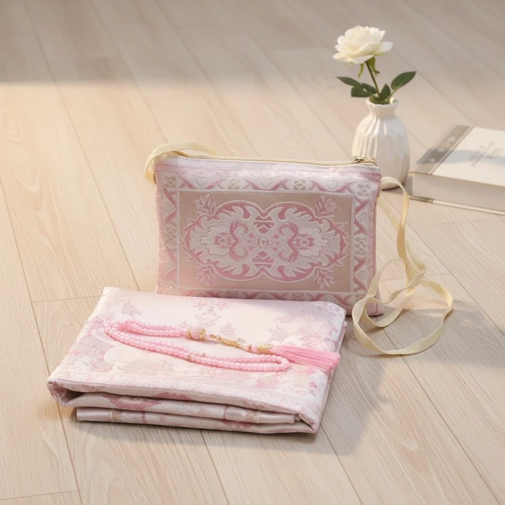 Tapis de Prière Voyage Coffret avec Chapelet 3 Pièces | SalatNoor