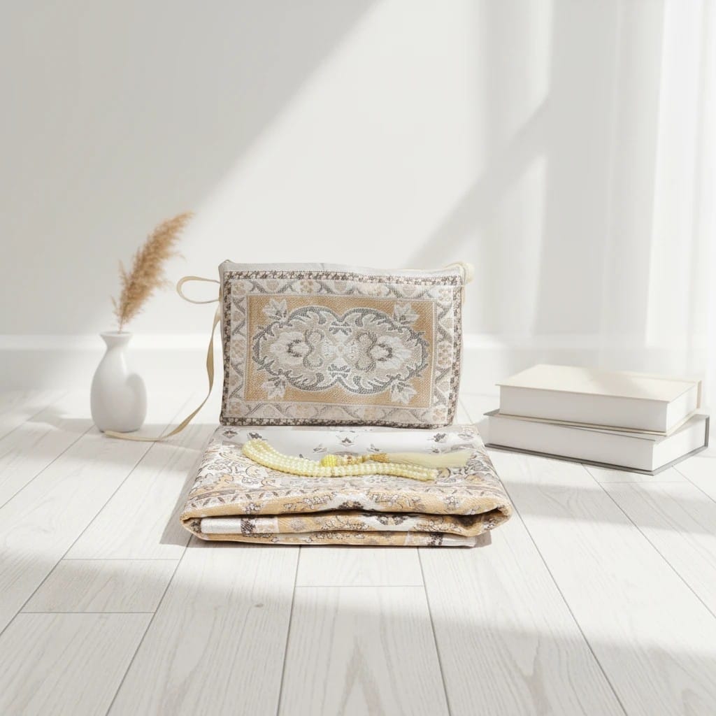 Tapis de Prière Voyage Coffret avec Chapelet 3 Pièces | SalatNoor