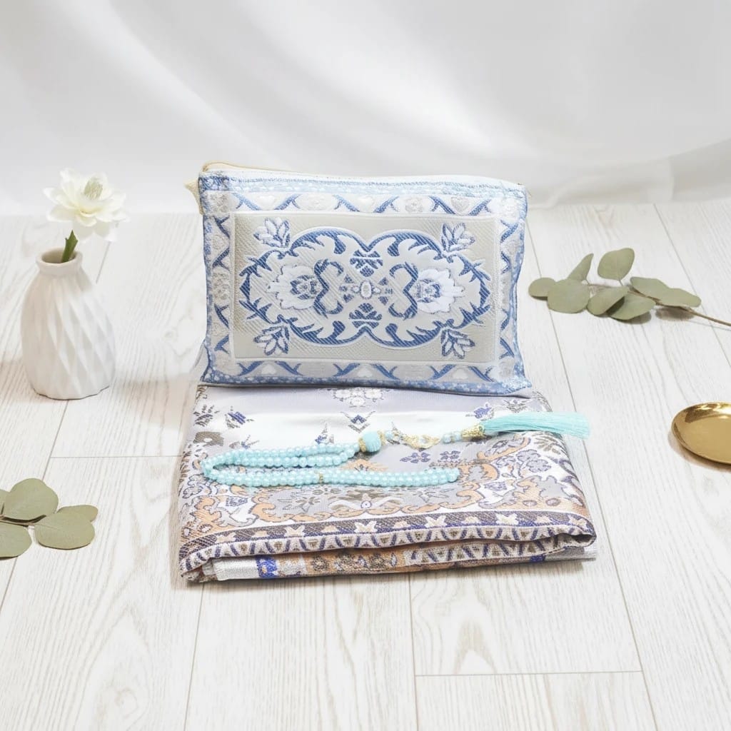 Tapis de Prière Voyage Coffret avec Chapelet 3 Pièces | SalatNoor