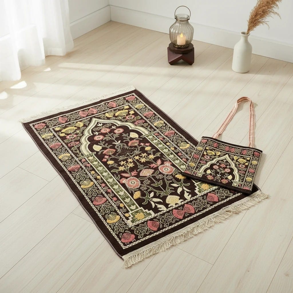 Tapis de Prière Voyage Coffret avec Sac 2 Pièces | SalatNoor