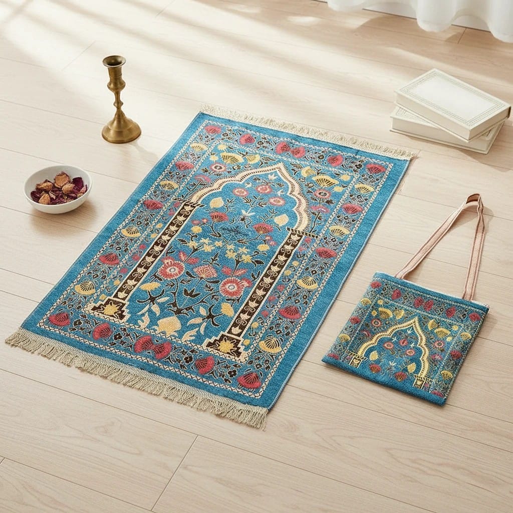 Tapis de Prière Voyage Coffret avec Sac 2 Pièces | SalatNoor