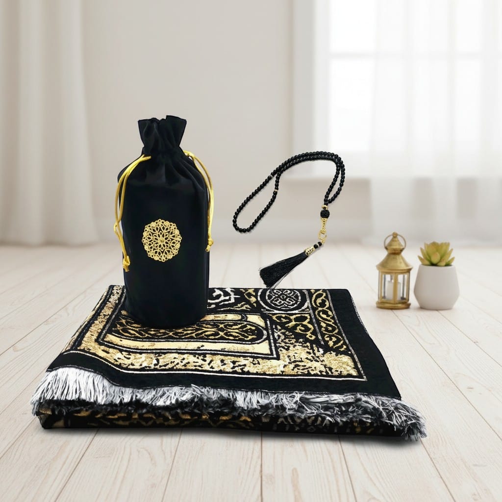 Tapis de Prière Voyage en Velours Coffret Eid | SalatNoor